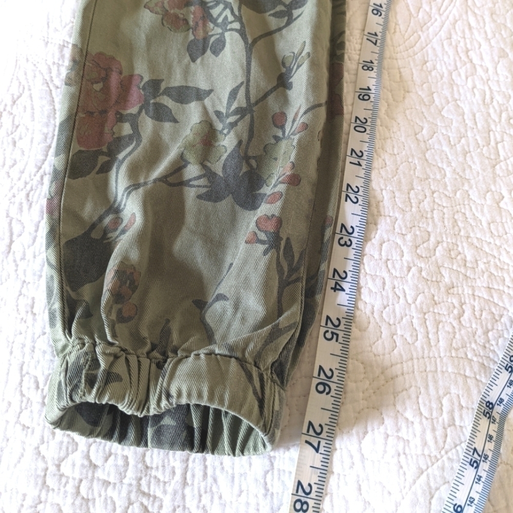 PAM & Gela Olive Green Cargo Joggers with Floral Print S - Picture 8 of 12